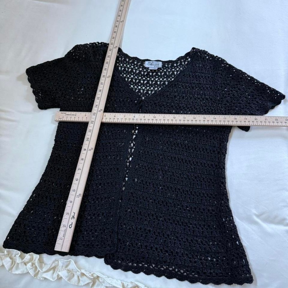 Y2K Style & Co black crochet cardigan size petite medium - Picture 3 of 5